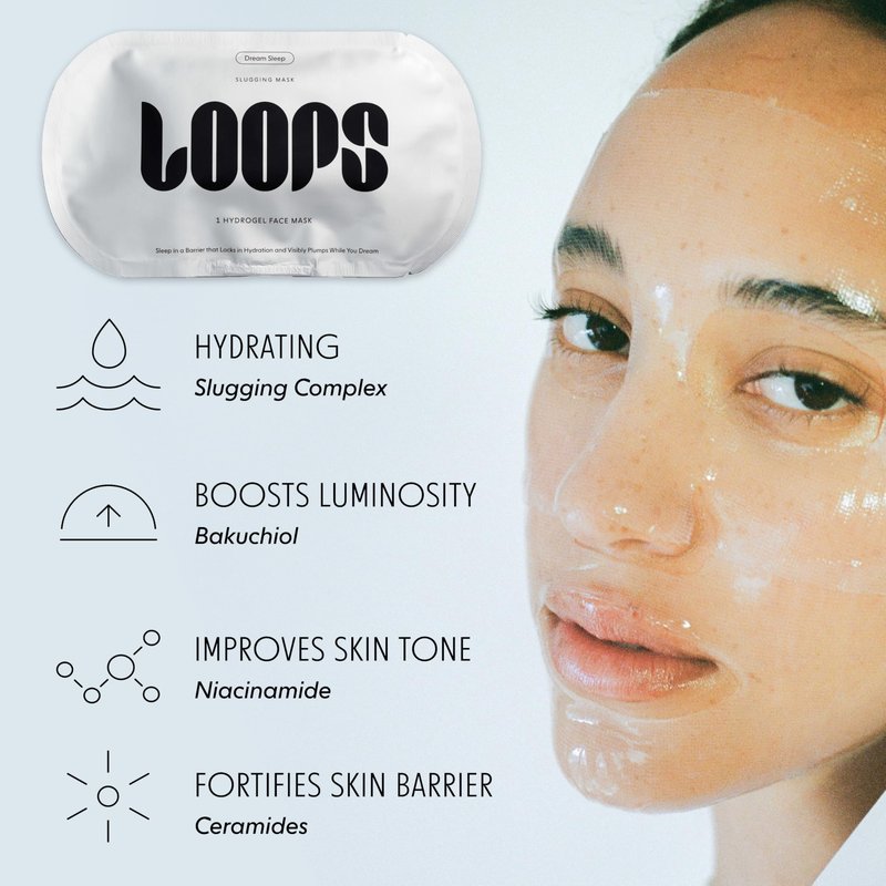 LOOPS DREAM SLEEP - Nighttime Korean Hydrogel Face Masks Face Mask Leaves Skin Toned, Plump, Hydrated, Restored - Layers Skin with Natural Oils, Vitamins, Antioxidants, & Fatty Acids 5 pc