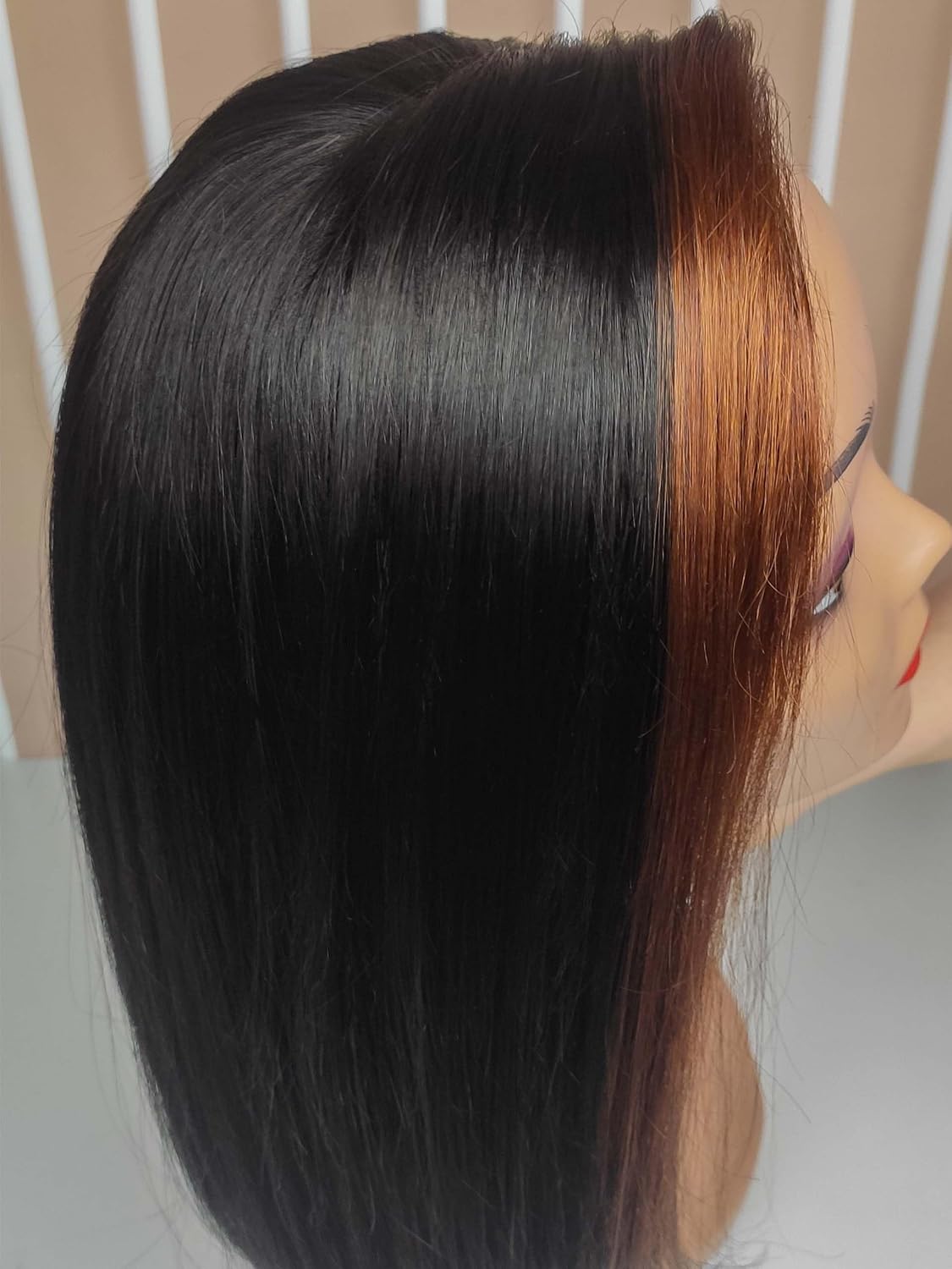 Short Bob Wig - Glueless Human Hair Lace Front Wig for Black Women | Pre Plucked Straight 10-Inch with Brown Streaks