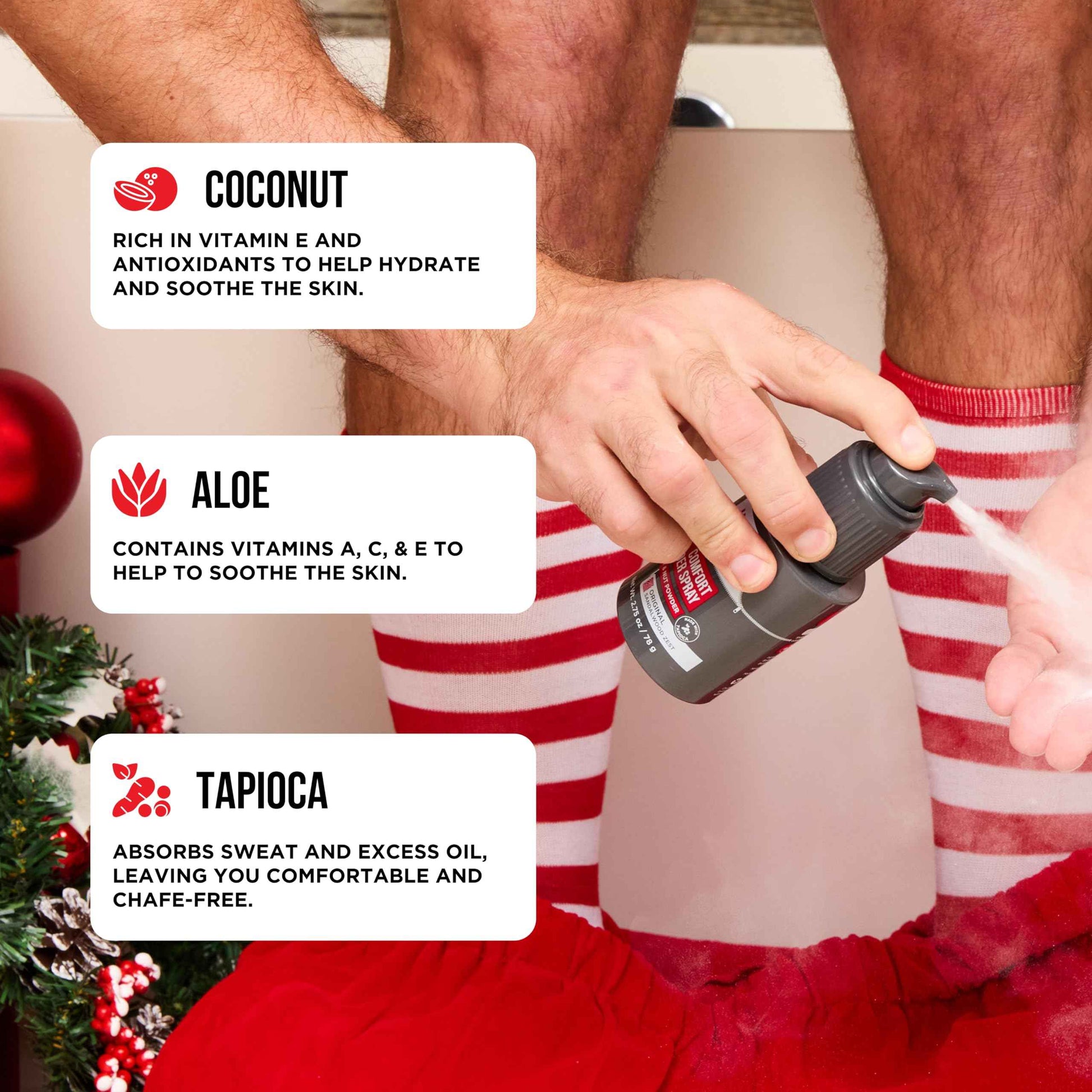 HAPPY NUTS Comfort Powder Spray: Anti Chafing & Mens Deodorant, Aluminum-Free, Sweat and Odor Control for Jock Itch, Groin and Men's Private Parts