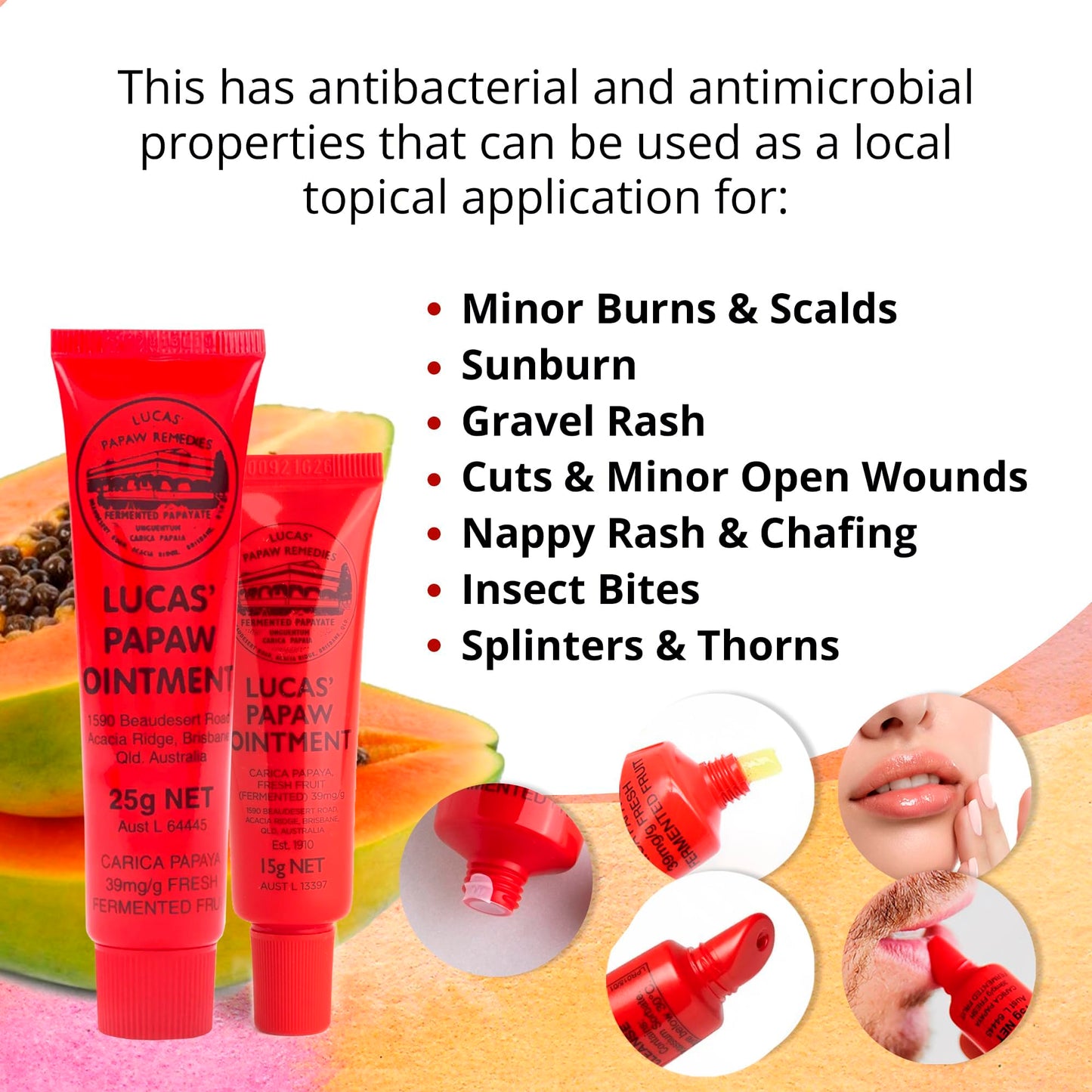 Treats from Home, Lip Ointment, Cream,Ointment for Lips & Dry Skin - Unique All Skin Types, All Gender- Any Season Gift Pack with 15g & 25g tubes of Pawpaw Balm