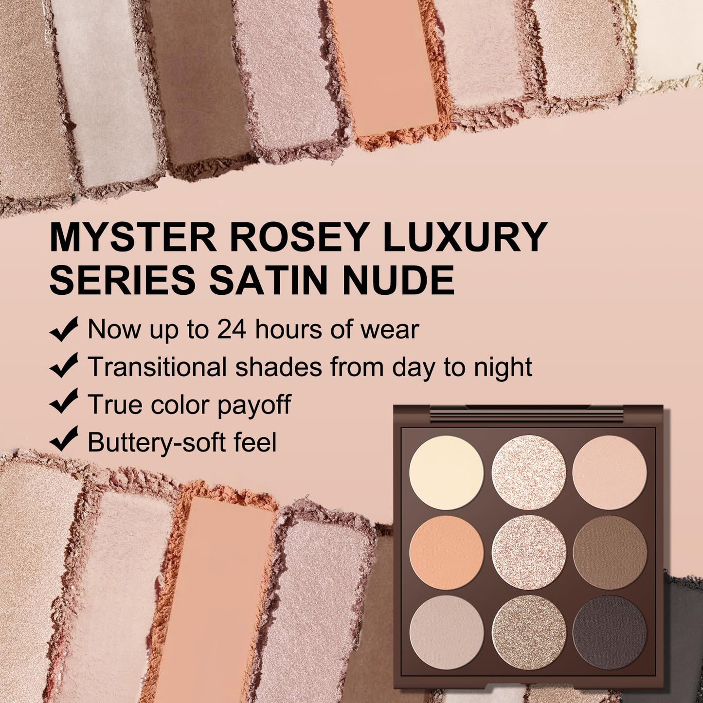 MYSTER ROSEY Neutral Eyeshadow Palette, Nude Eyeshadow Palette, Matte Eye Shadow Makeup Palette