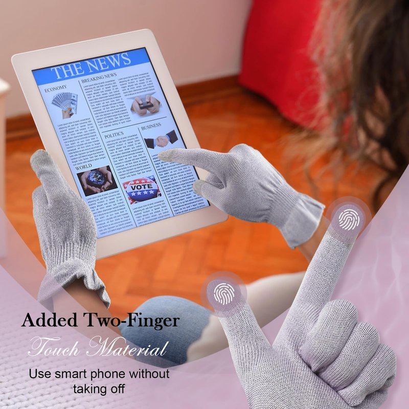 MIG4U Moisturizing Beauty Gloves Touchscreen Overnight Sleeping Glove for Women Dry Hands, Nighttime Lotion, Eczema, SPA, Cosmetic Treatment, Grey Purple 6 Pairs Size s/m