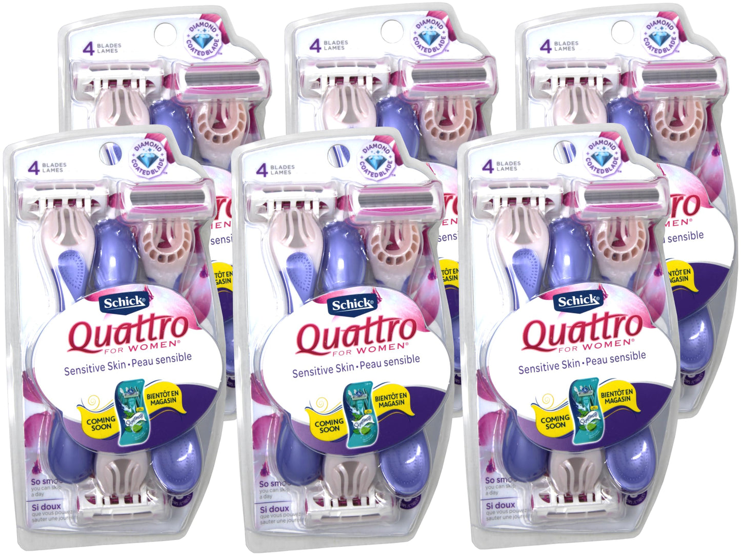 Schick Disposable Razors Quattro High Performance, 3 CT (Pack of 6)
