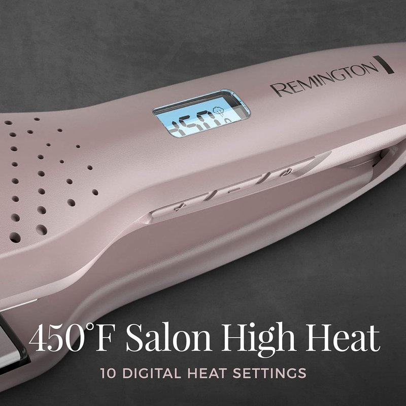 Remington Wet2Straight Hair Straightener / Flat Iron, 450°F Salon High Heat, 1 3/4" Inch plates, Mauve