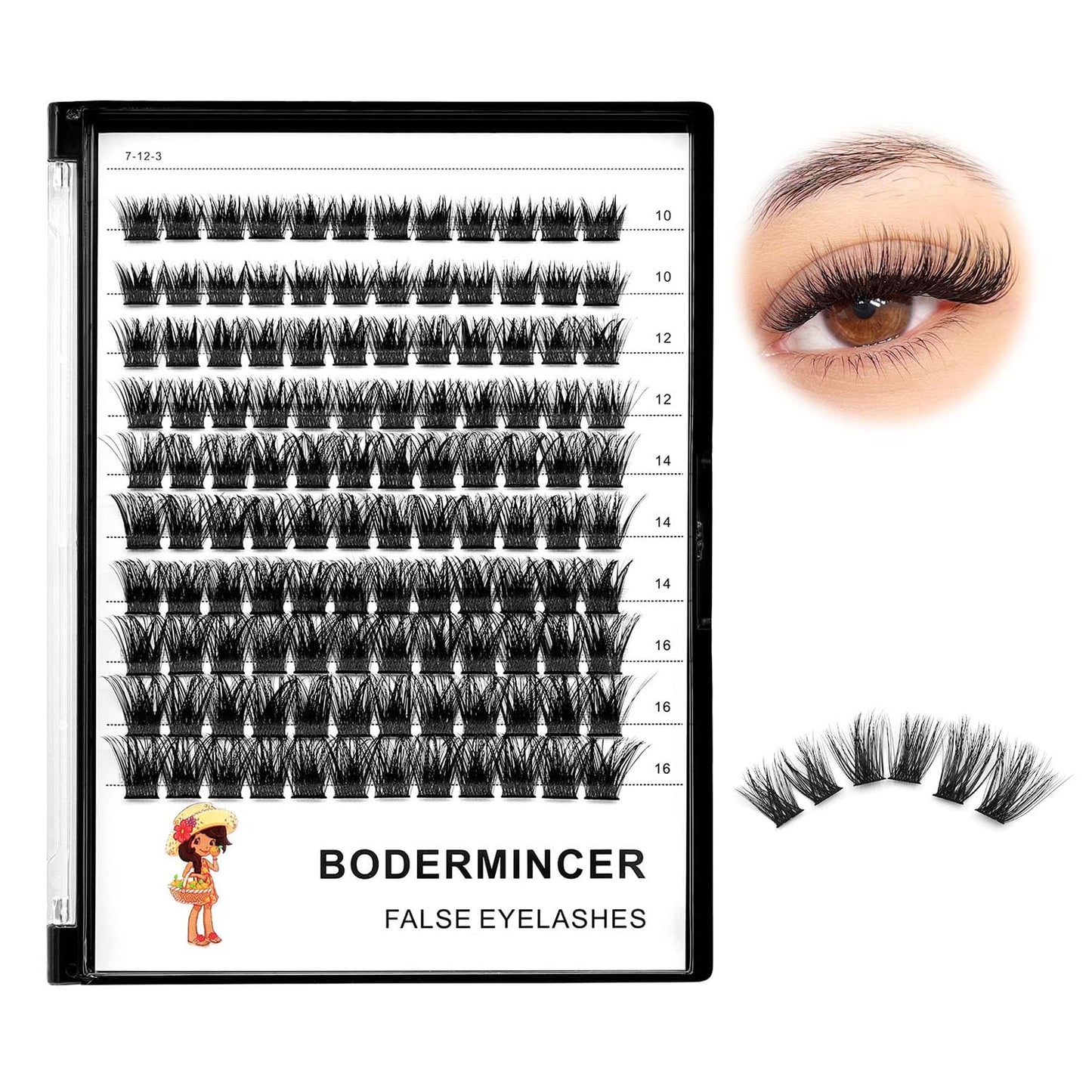 Bodermincer 120pcs 8-10-12-14mm Mixed,10-12-14-16mm Mixed Wide Cluster Clusters Individual Lashes Professional Makeup Individual Cluster EyeLashes Grafting Fake False Eyelashes Eyelash Extension