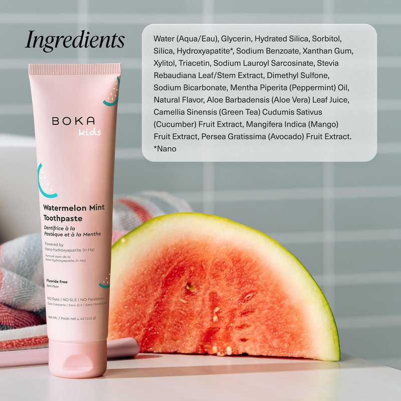 Boka Fluoride Free Toothpaste Nano Hydroxyapatite Toothpaste - Watermelon Mint Flavor, 4 oz 3Pk