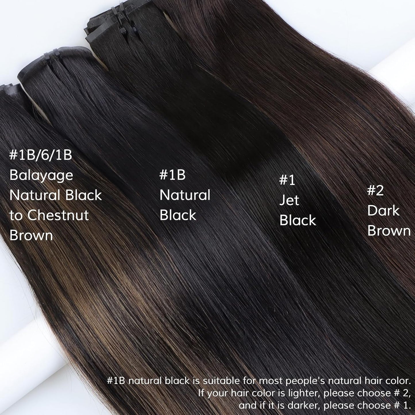 Seamless Clip-In Hair Extensions - Jet Black Real Remy Human Hair | Thick & Soft 12 Inch PU Weft for Black Women