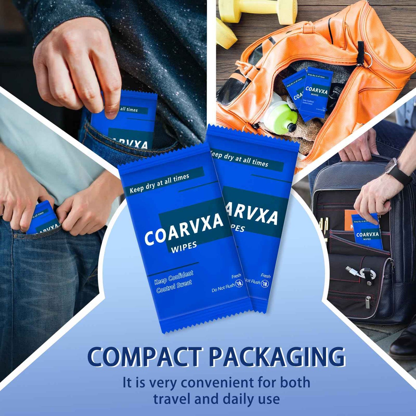 COARVXA Mini Deodorant Body Wipes 100 pieces of deodorant Wipes And Travel To Clean Skin And Travel Deodorant Individually Wrap Hypoallergenic For Female Male Teenagers