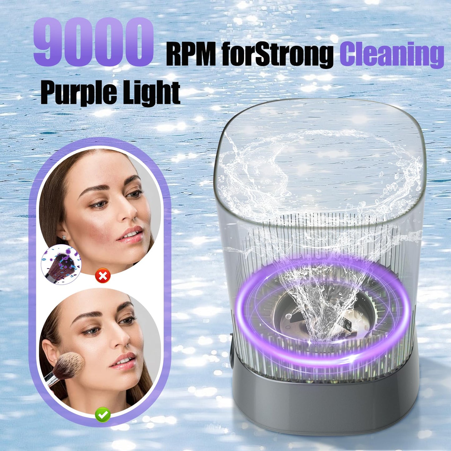 Electric Makeup Brush Cleaner, Auto-Rotating Brush Cleaner for Deep Cleaning, One-Click Operation Automatic Spinning Cosmetic Brush Cleaner, Suitable for All of Makeup Brushes
