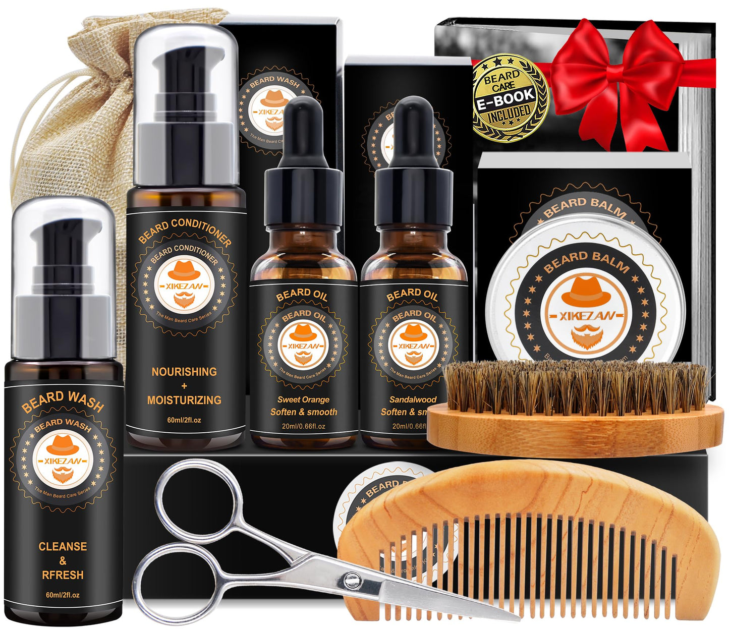 XIKEZAN Fathers Day Gifts for Dad Husband,Beard Kit for Men Grooming & Care w/Beard Conditioner, Wash,Oil,Balm,Birthday Valentines Easter Gifts for Mens Him Boyfriend Christmas Stocking Stuffers