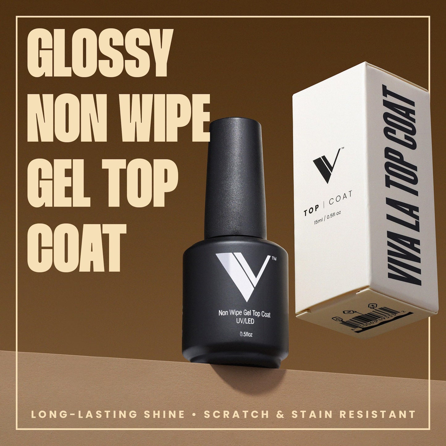 V Beauty Pure No Wipe Gel Top Coat - Long Lasting UV Top Coat Gel, 15ml