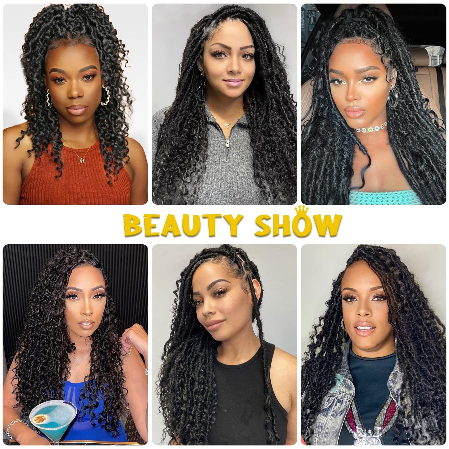 Violet Goddess Locs Faux Locs Crochet Hair 6 Packs 18 Inch Crochet Braids With Curly Ends Synthetic Hair Extension(1B)