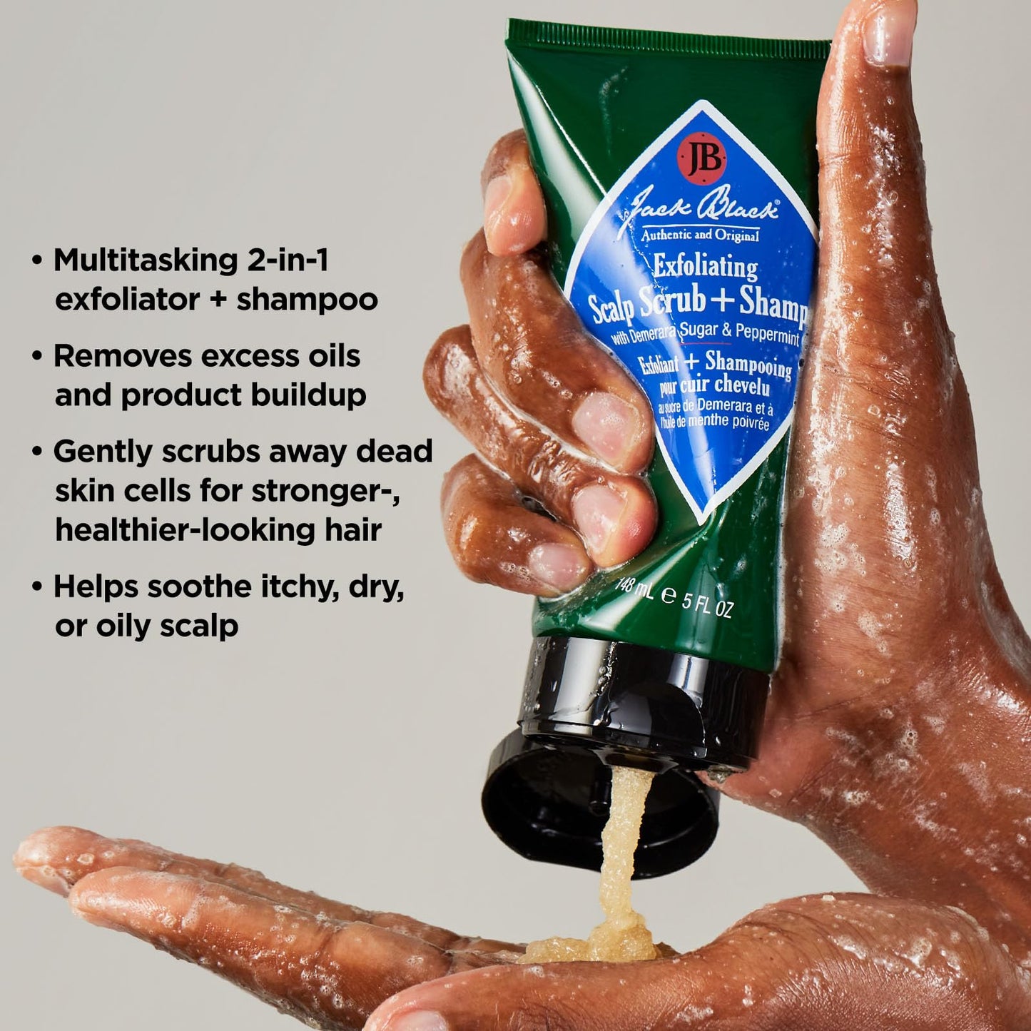 Jack Black Exfoliating Scalp Scrub & Shampoo for Healthy Hair, Removes Buildup and Soothes Itchy Scalp