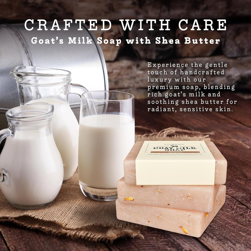 Handmade Goat Milk Soap - Organic Shea Butter & Oatmeal | All-Natural 3-Pack Soap Bars