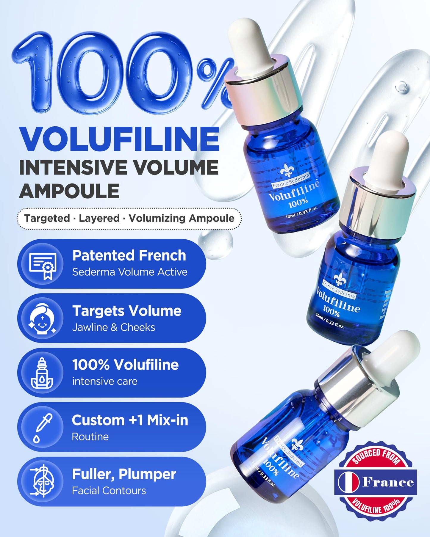 THEPURI Volufiline™ Booster Serum [2-Pack Value] (10ml x 2) – Sederma France Cosmetic Active | Helps Skin Look Plumper & Firmer | Mix-In Ampoule for Face Neck Body | Oil-Essence