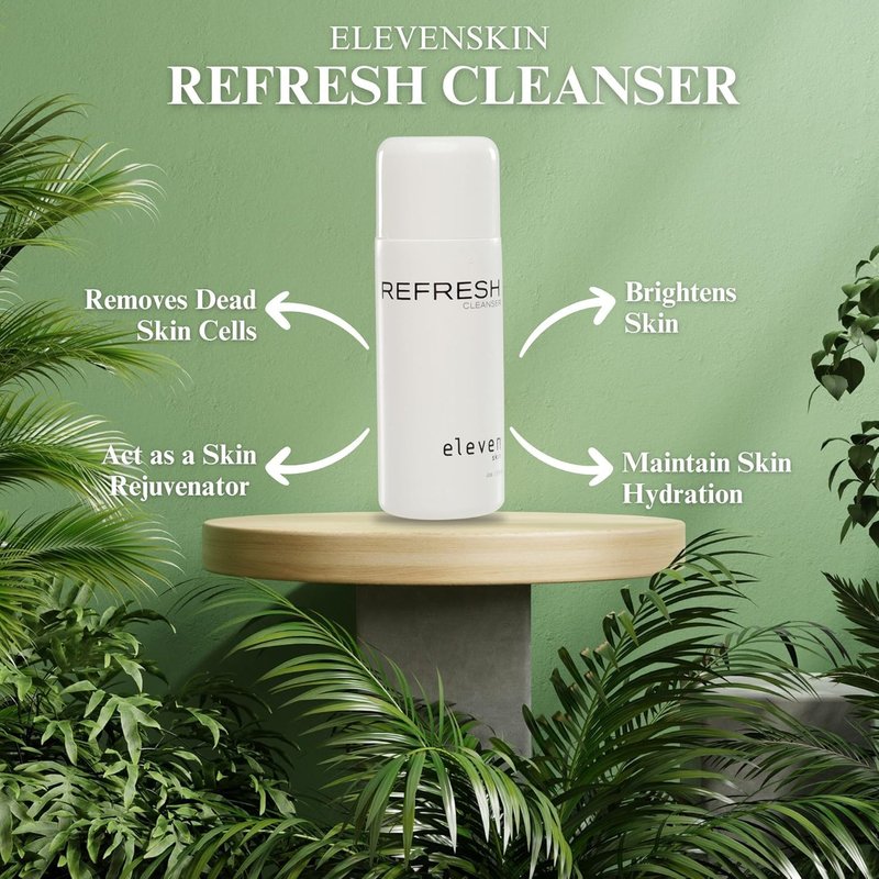 Elevenskin Refresh Facial Cleanser - Gentle Gel Face Wash with Seaweed & Marine Extracts - Hydrating Makeup Remover, Face Cleanser for Women & Men - All Skin Types, 4 fl oz