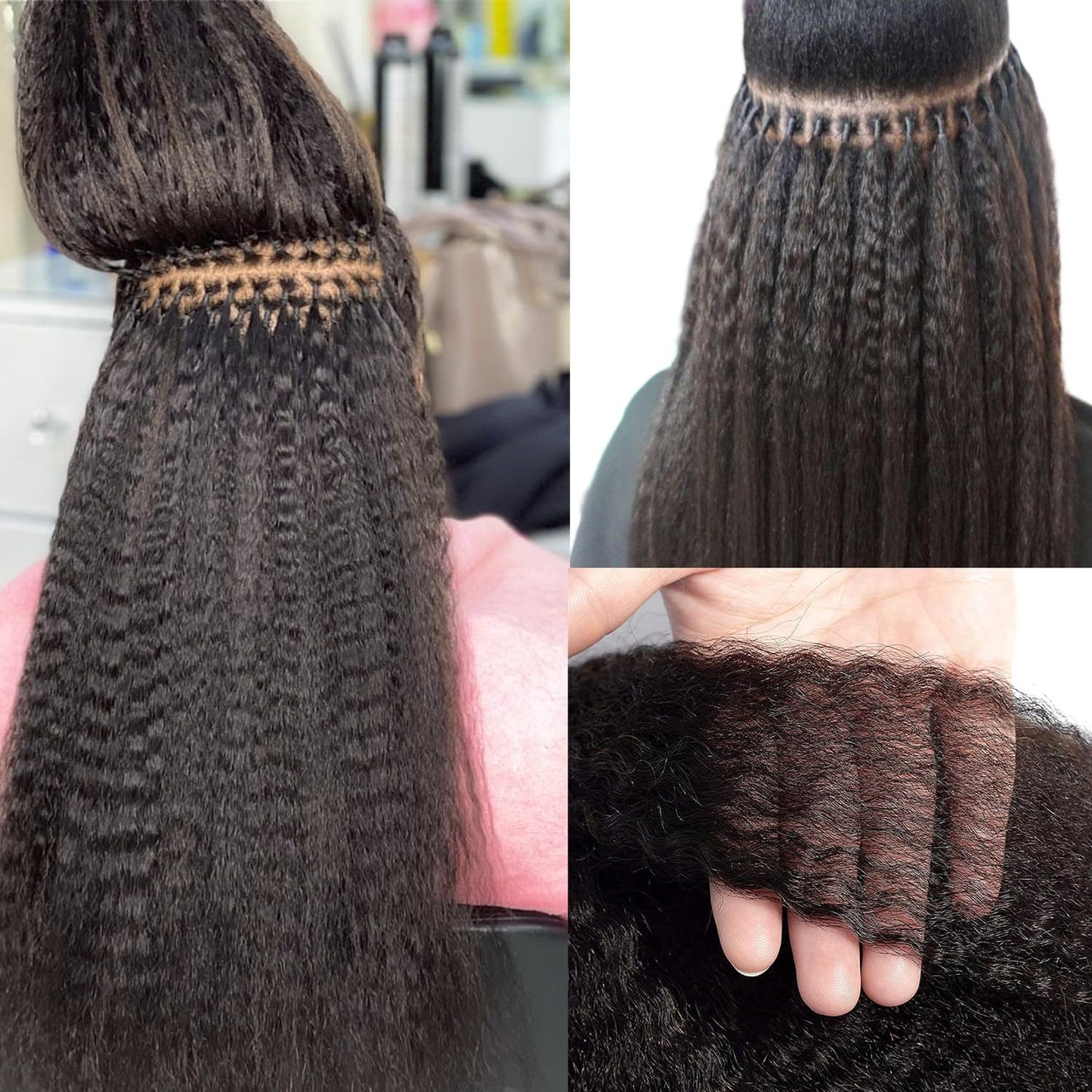 Licoville I Tip Hair Extensions Kinky Straight Microlink Extensions 18 Inch 50G Cold Fusion Keratin Tip Bundles Soft Natural Black Kinky Straight Real Human Hair I Tips for Black Women