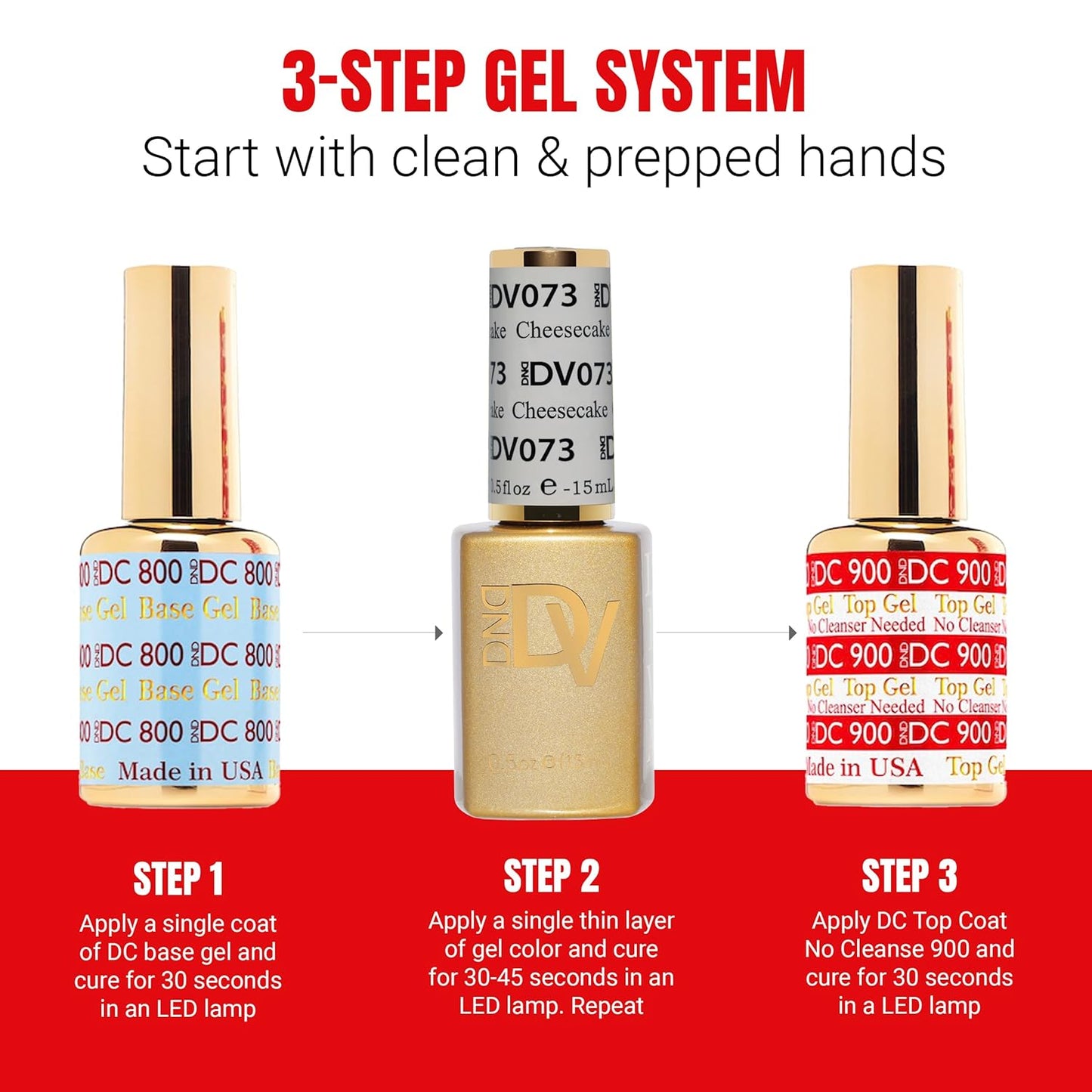 DND Gel Polish Set - Coquette Collection UV/LED Gel & Air Dry Nail Lacquer Duo | 073 Cheesecake, 0.5 Fl Oz