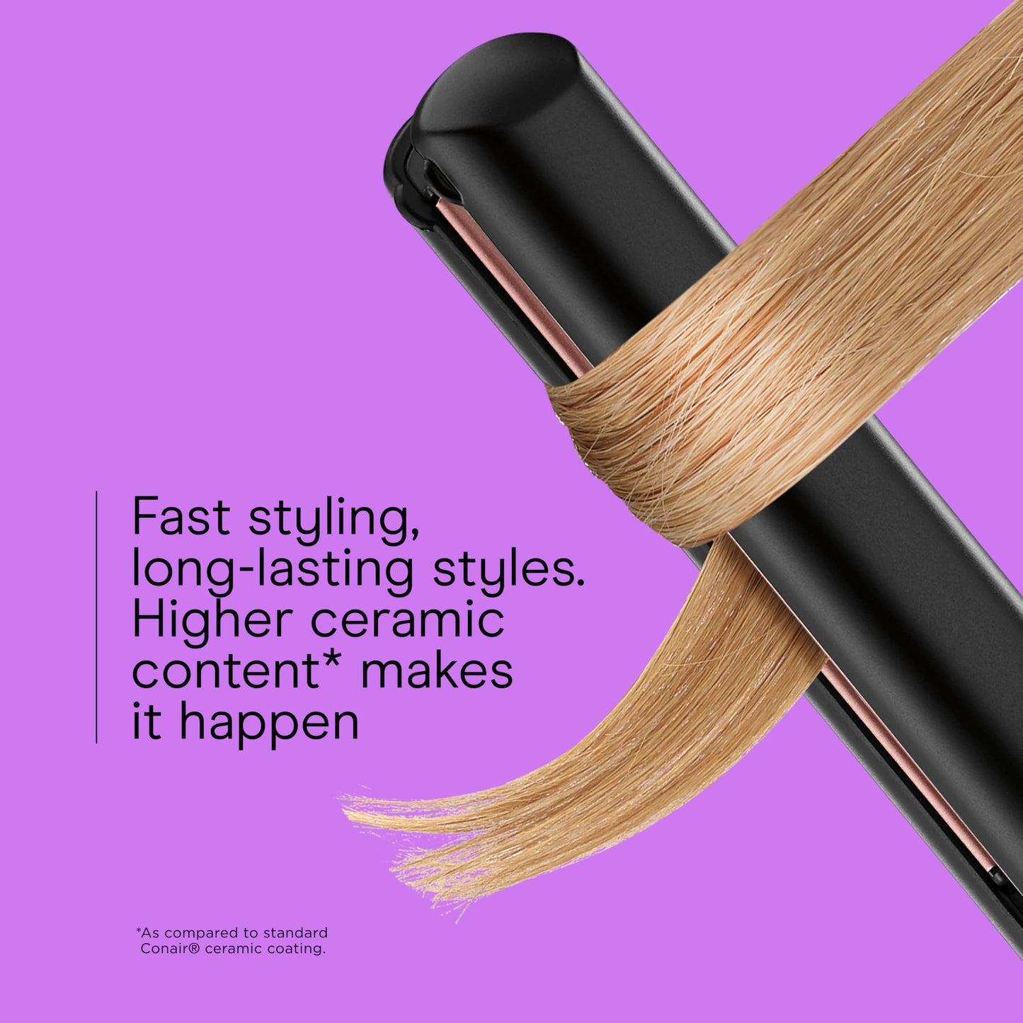 INFINITI PRO CONAIR Rose Gold Ceramic Flat Iron Hair Straightener, 1-Inch Flat Iron with Extra-Long Plates, including a Floating Plate, Advanced Heat Technology, Black
