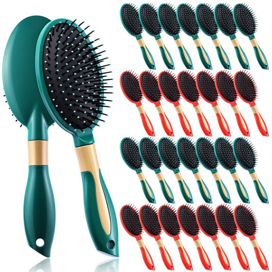 Zubebe 28 Pcs Hair Brush Bulk Travel Detangling Red and Green Detangler Brush with Soft Bristles for Women Gift Bulk