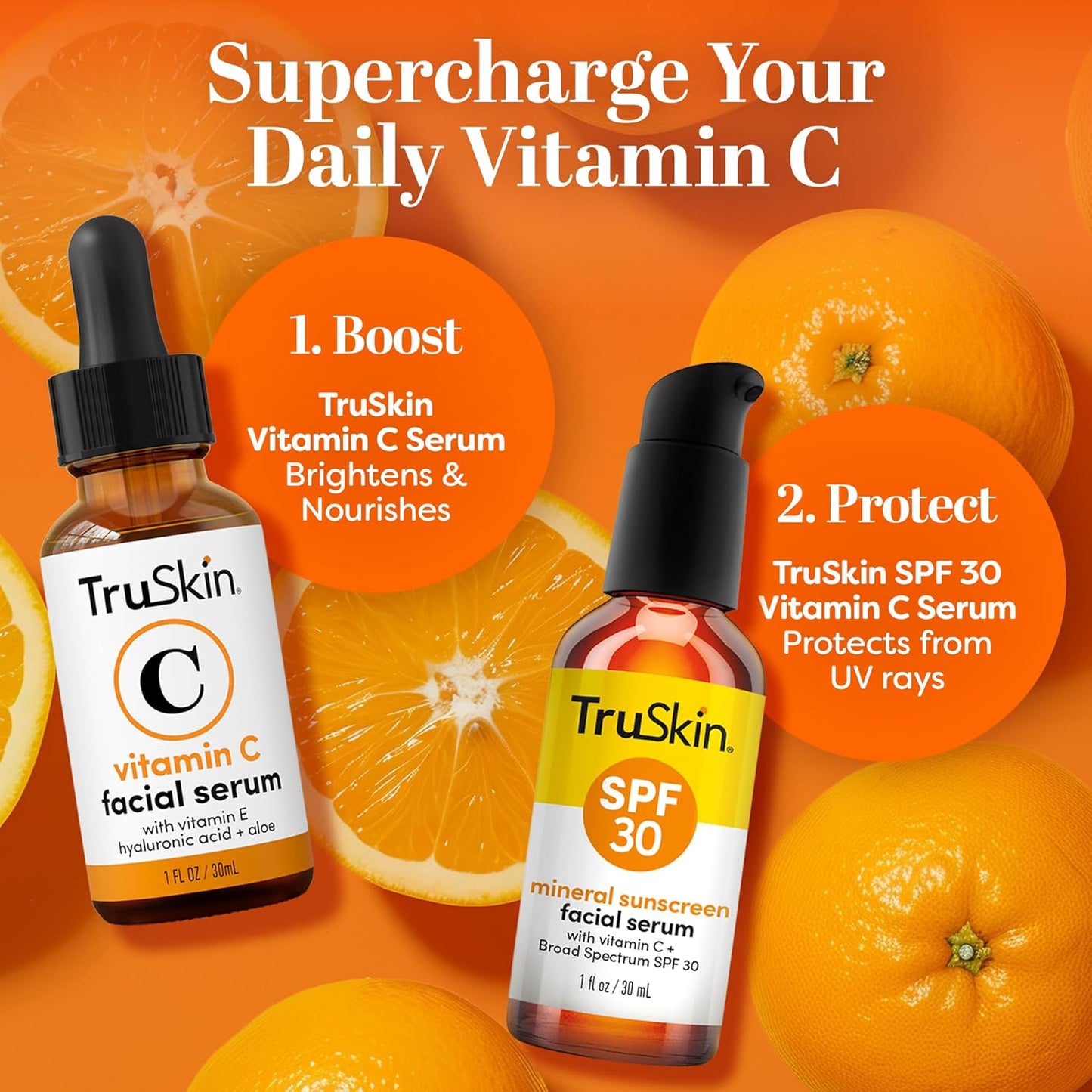 TruSkin Sunscreen Serum - SPF 30 Tinted Mineral Face Serum with Zinc Oxide | Lightweight, Sheer Finish, 1 fl oz