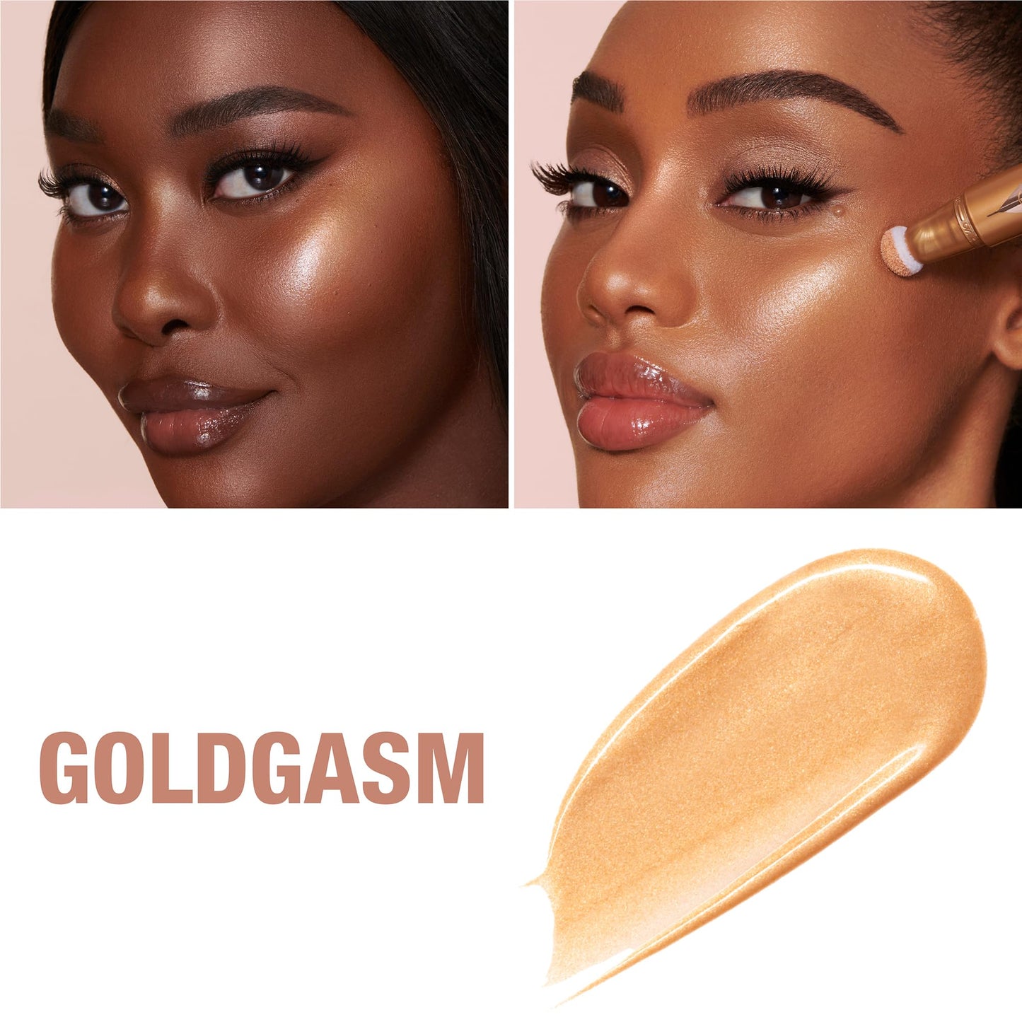 Charlotte Tilbury Glowgasm Beauty Light Wand Liquid Highlighter Makeup - Soft-Focus Pink Highlighter & Blush for Cheeks - Pearlescent, Weightless Radiant Finish - Goldgasm