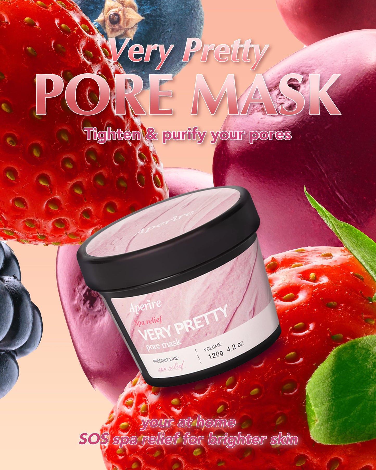APERIRE White Clay Pore Mask, Deep Cleansing & Sebum Control Treatment, Minimizes Pores & Blackheads for Oily Acne-Prone Skin, Korean Skincare, 4.23 oz