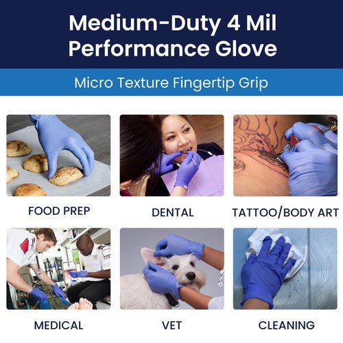 Adenna PCS775 Precision 4 mil Powder-Free Nitrile Exam Gloves, Medical Grade, Blue-Violet, Medium, Box of 100