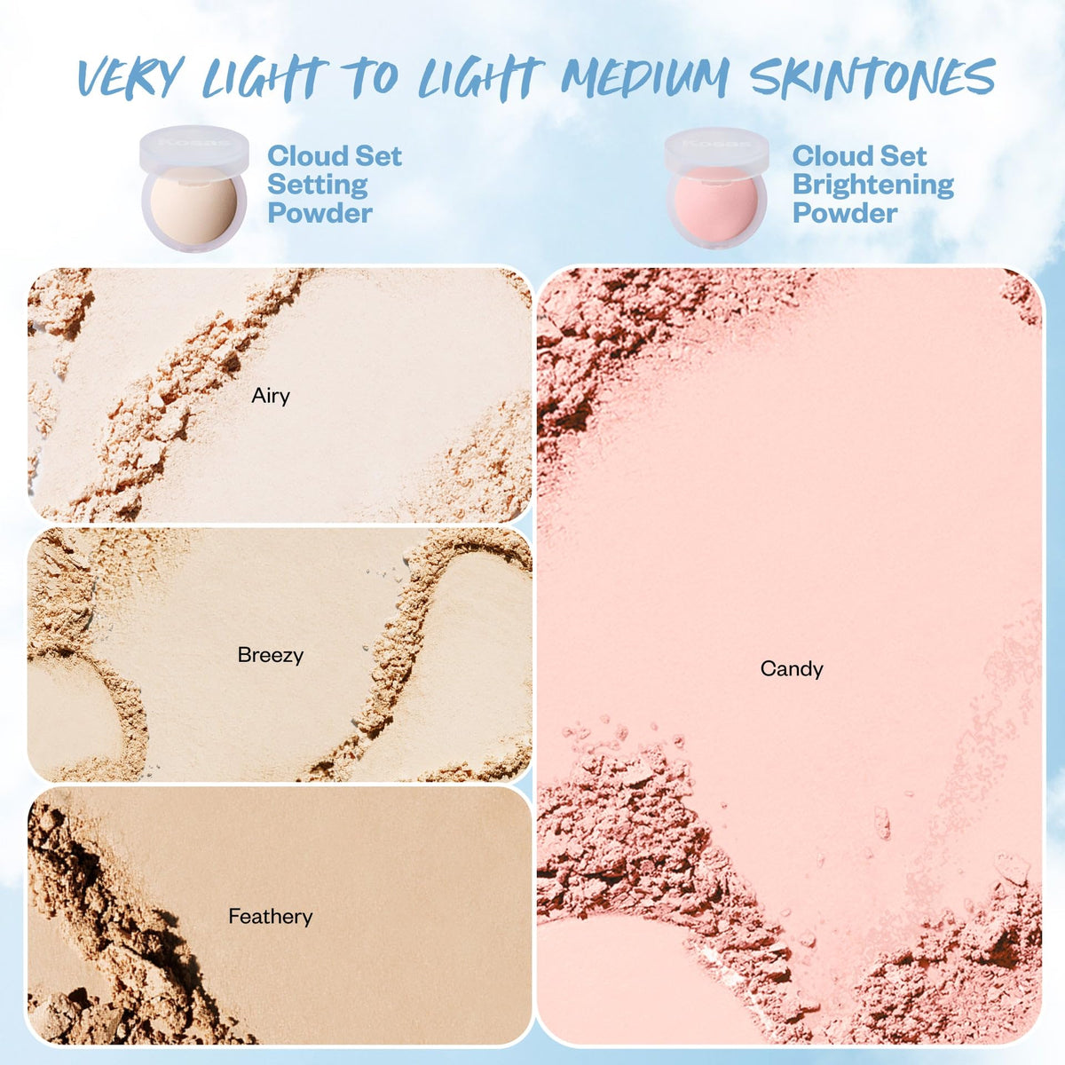 Kosas Cloud Set Pressed Setting Powder – Translucent Shine Control Face Powder, Soft Matte Finish, Airy (Sheer Porcelain)