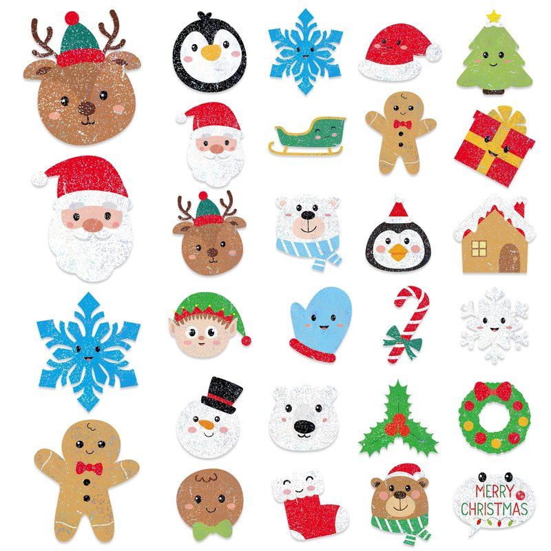 Nosiny 240 Pcs Glitter Christmas Temporary Tattoos Winter Tattoos Bulk Merry Christmas Tattoo Stickers Xmas Tree Snowman Penguin Stocking Stuffers for Eve Gifts Party Favors