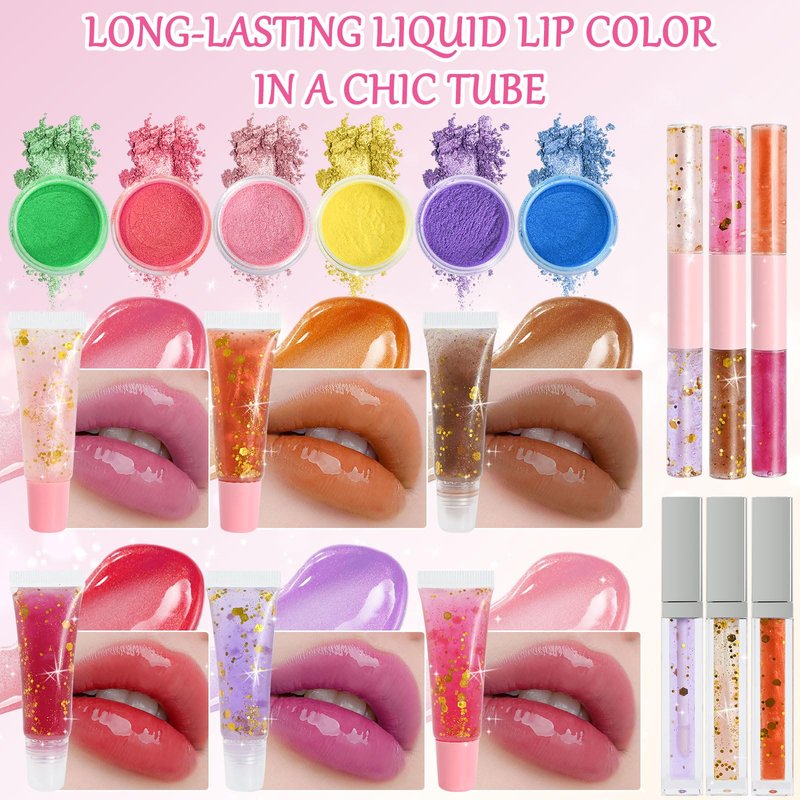 Jcoos Lip Gloss Making Kit, Make Your Own Lip Gloss Kit for Women Beginner, Girls, DIY Lipgloss Making Kits Lip Oil, Moisturizing Base, Pigments, Tubes, Women Gifts Unique, Popular Teen tuff