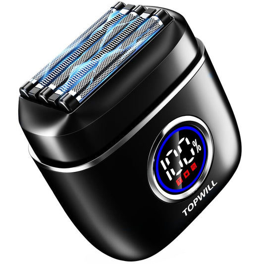 Electric Razor for Travel Men – 5 Blade Portable Foil Shaver with High-Speed Motor for Beard & Mustache Close Shave, Waterproof Wet/Dry Use, Mini Cordless USB-C Rechargeable, Black
