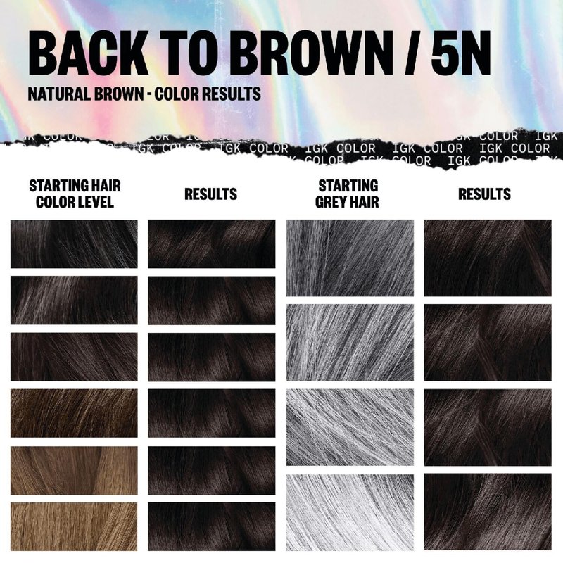 IGK Permanent Hair Color Kit | 5N Back To Brown Natural Brown | Salon-Quality Permanent Hair Dye | 100% Gray Hair Coverage | Ammonia-Free Color for Shinier, Softer Hair