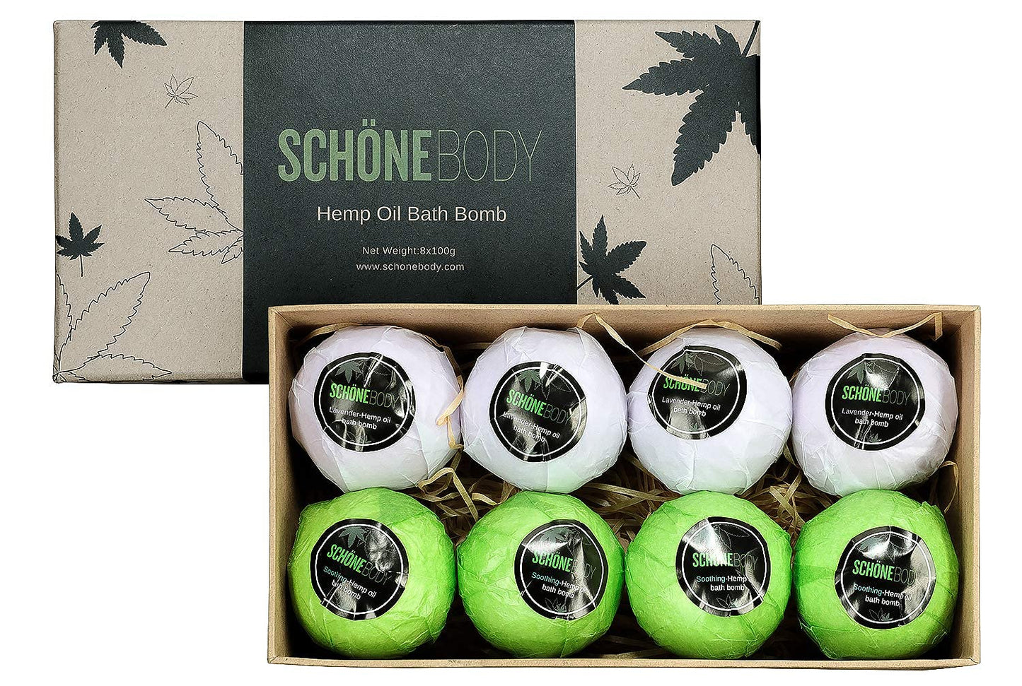 8 Pack Hemp Bath Bombs Set for Muscle Therapy & Relaxation | Large Vegan Fizzy Spa Gift for Women & Men | Natural Lavender, Mint Oils Moisturize Dry Skin & Soothe Stress, Wife Stocking Stuffers Gifts
