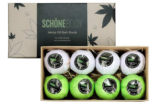 8 Pack Hemp Bath Bombs Set for Muscle Therapy & Relaxation | Large Vegan Fizzy Spa Gift for Women & Men | Natural Lavender, Mint Oils Moisturize Dry Skin & Soothe Stress, Wife Stocking Stuffers Gifts