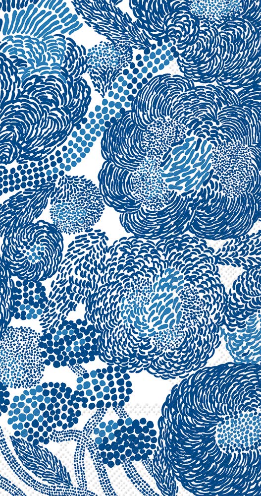 IHR Ideal Home Range Dinner Napkins Marimekko Disposable 3-Ply Paper Hand Towels, 8.5" x 4.5", Mynsteri Cream Blue, 16-Count