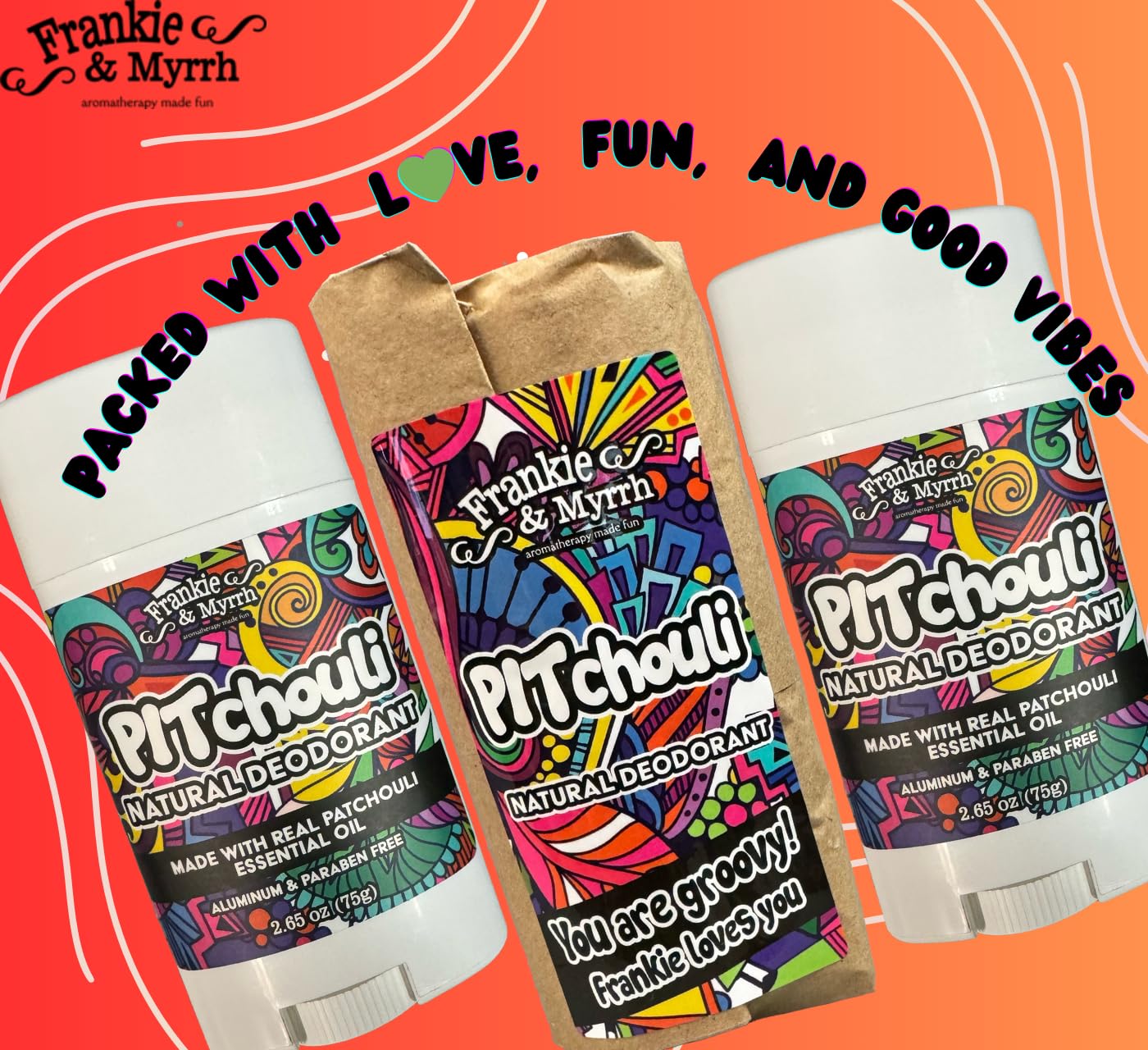 Natural Patchouli Deodorant - Aluminum Free, Coconut Oil & Shea Butter | 2 Pack with Fun Extras, 256 oz