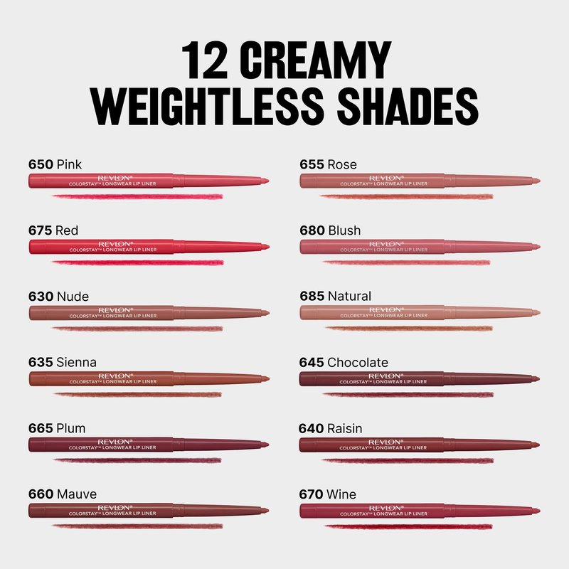 Revlon Colorstay Lip Liner Makeup with Built-In Sharpener, Longwear Rich Colors, Smooth Application, 635 Sienna, 0.01 oz