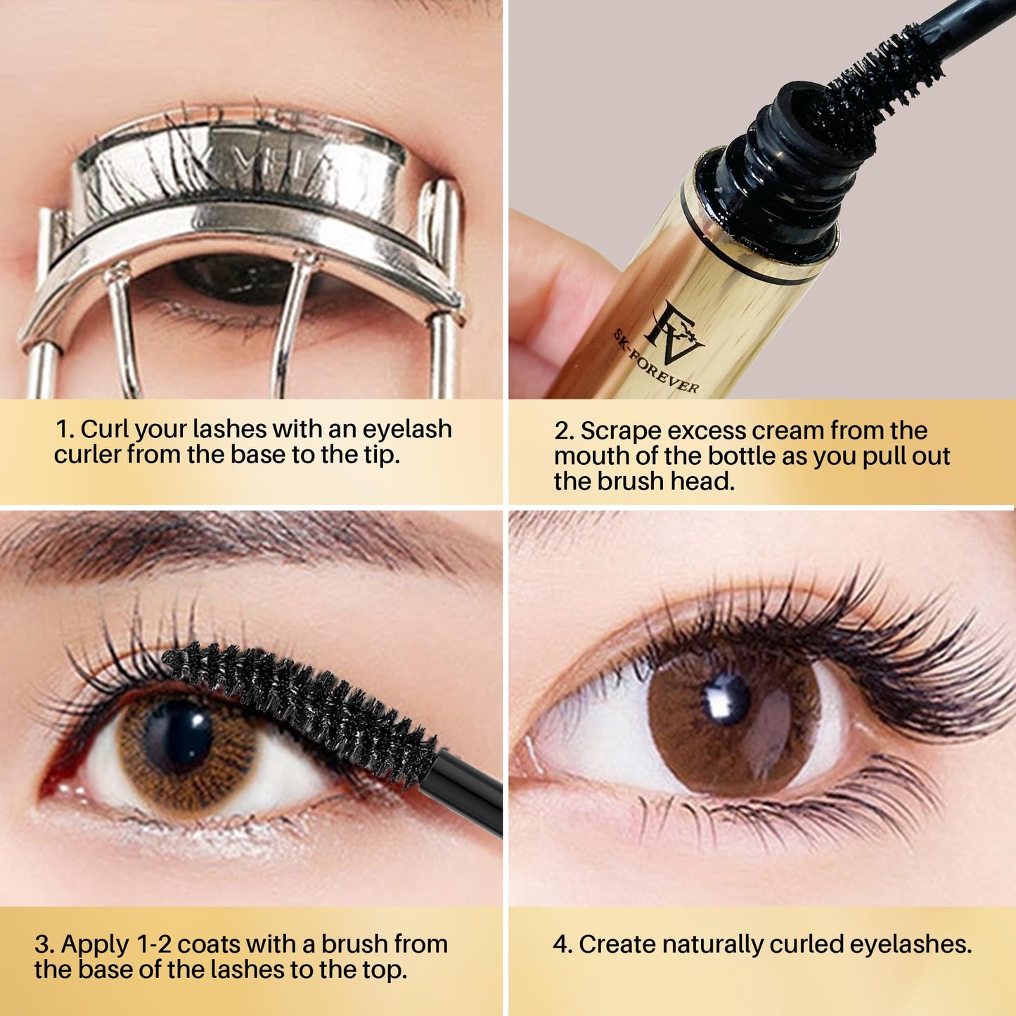 FV Waterproof Black Mascara Long Lasting Smudge Proof
