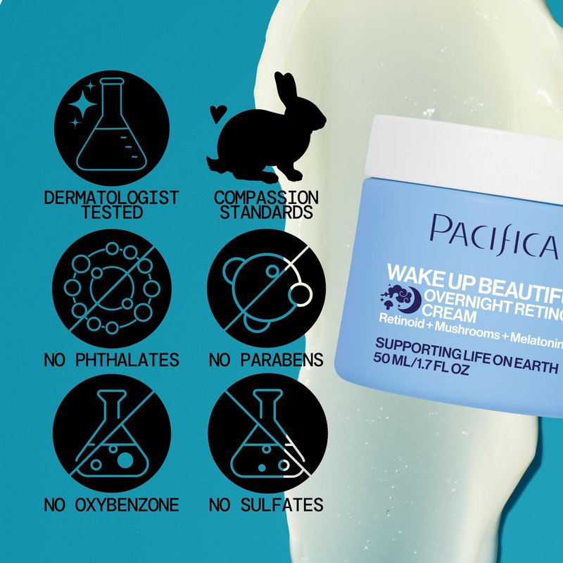 Pacifica Wake Up Beautiful Retinoid Night Cream – Overnight Anti-Aging Moisturizer with Hyaluronic Acid & Melatonin, Reduces Wrinkles & Fine Lines, Hydrating and Gentle for Dry or Mature Skin, Vegan