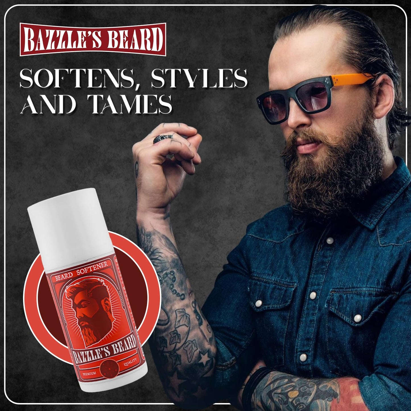 Bazzle's Beard Softener – Beard Balm Conditioner for Men with Biotin, Softens Coarse Hair, Deeply Moisturizes Facial Hair, Conditions Skin, and Adds Natural Shine, Products for Mustache Care