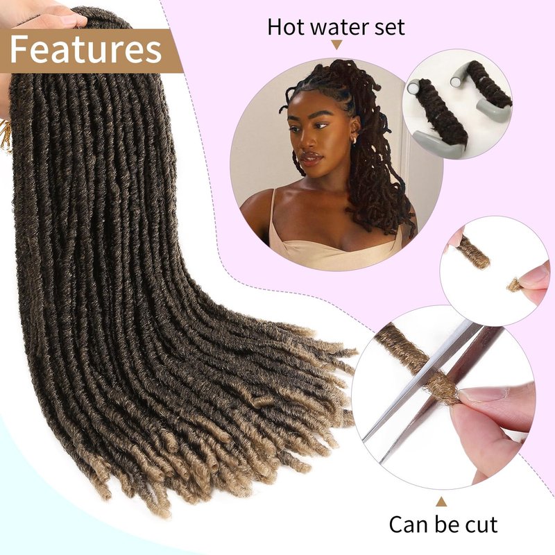 WIGNEE Faux Locs Crochet Hair 18 Inch Soft Locs Crochet Hair Pre Looped Crochet Locs for Black Women Dreadlock Crochet Hair Extensions(18 Inch,1B/30)