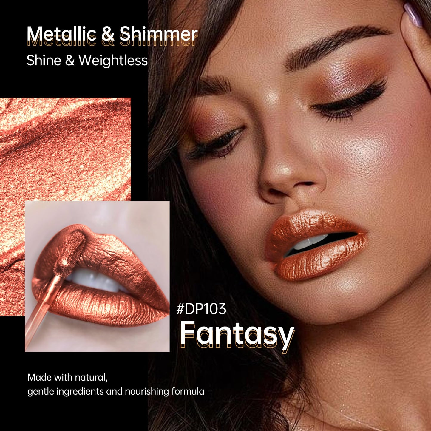 Depuplum 3Pc Lipsticks Set for Women Metallic Lipstick Long Lasting Dark Red Bronze Burgundy Lip Gloss, Metal Shine Lightweight Hydrating Full Coverage Lip Color, DP103/104/107