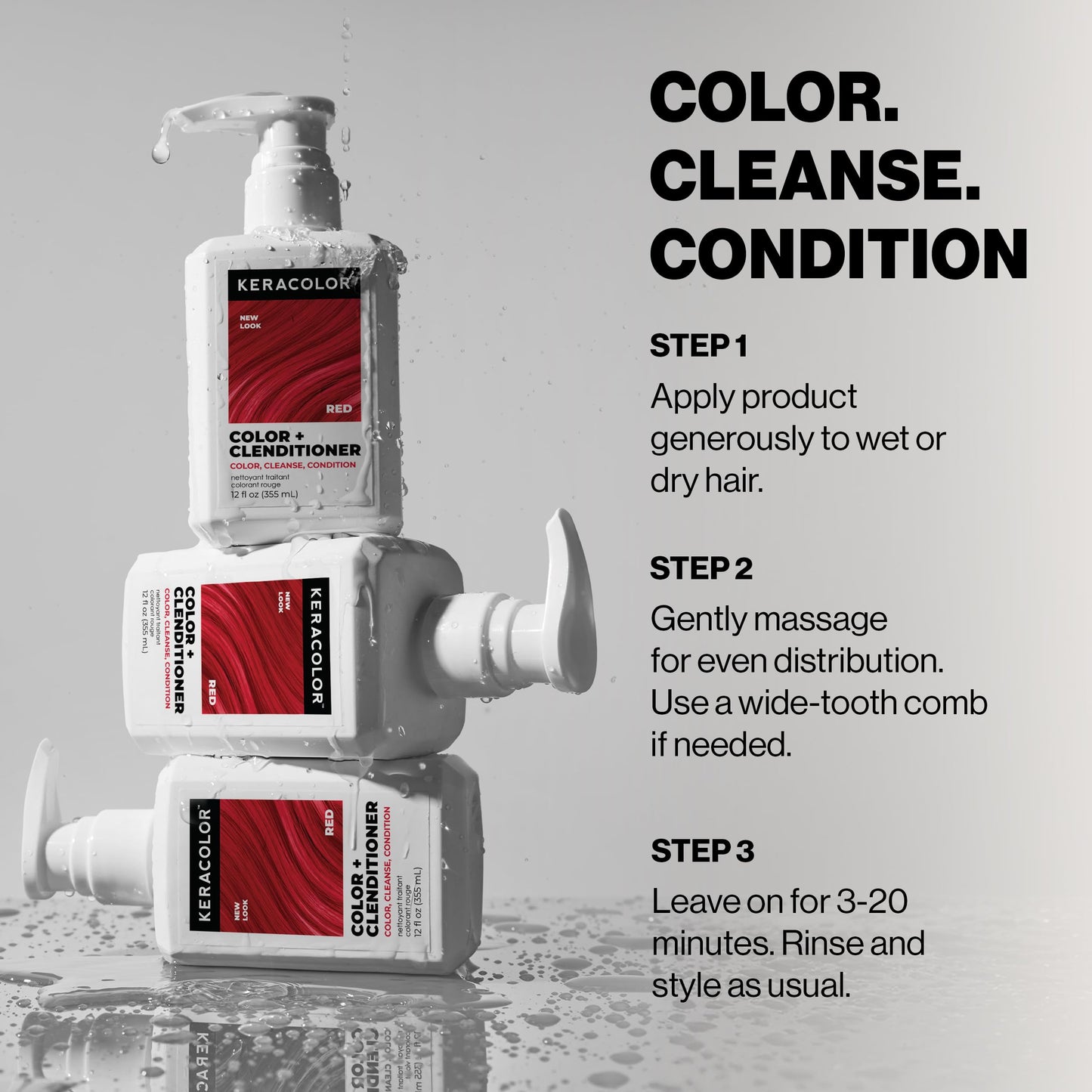 Keracolor Clenditioner Color Depositing Conditioner - Hair Glaze Colorwash, Red, 12 Fl Oz
