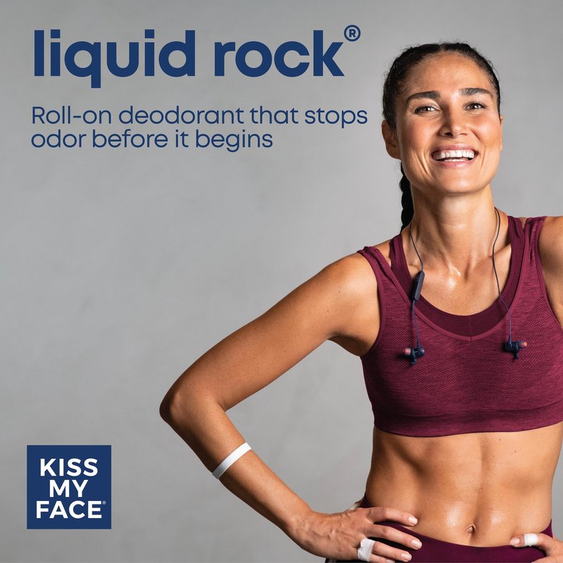 Kiss My Face Liquid Rock Roll-On Deodorant, All Day Protection, Vegan and Cruelty Free, Fragrance Free, 3 Fl Oz, Pack of 3