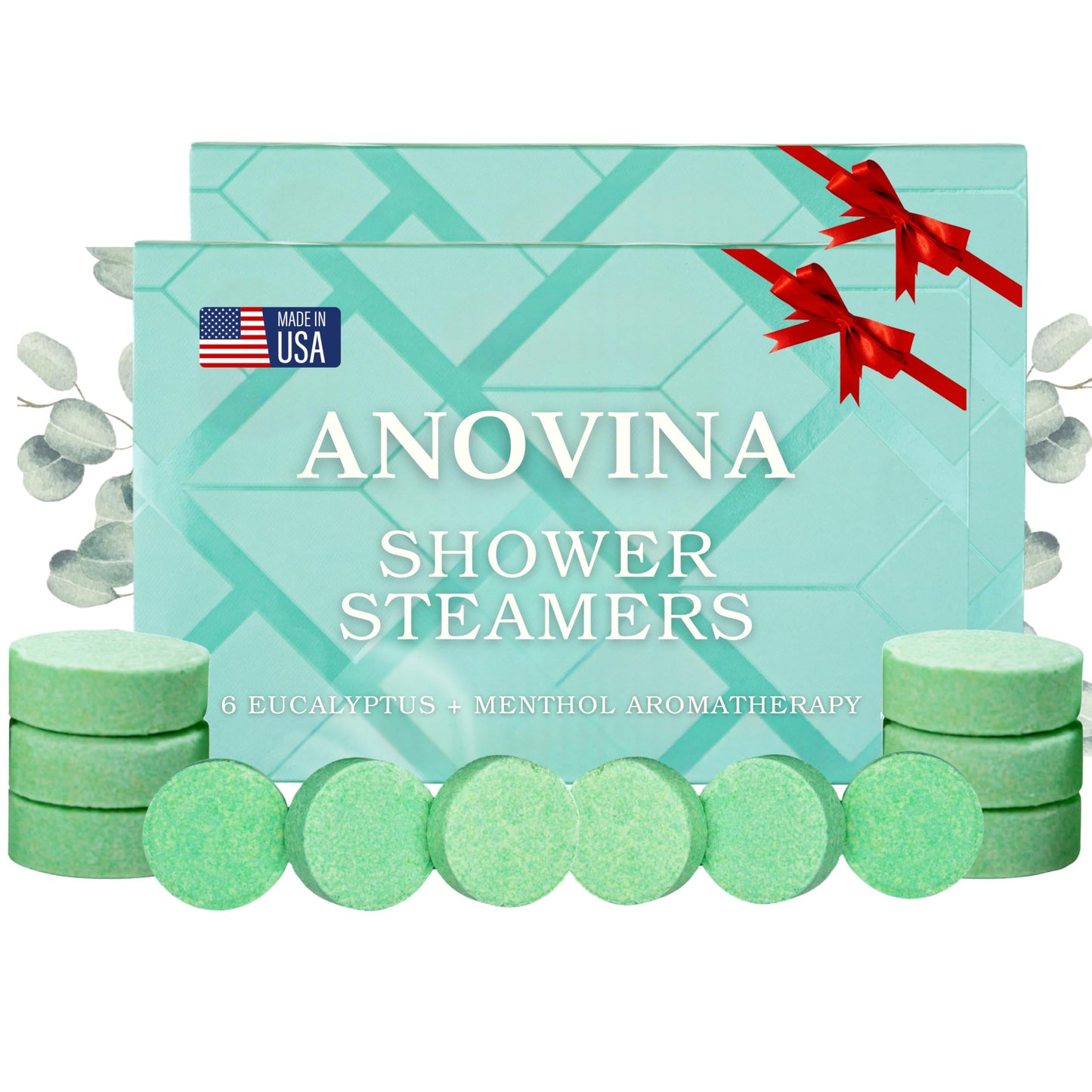 Anovina 12XL Eucalyptus Shower Steamers – Made in USA with Menthol for Aromatherapy. Enjoy a Spa-Like Shower Experience!