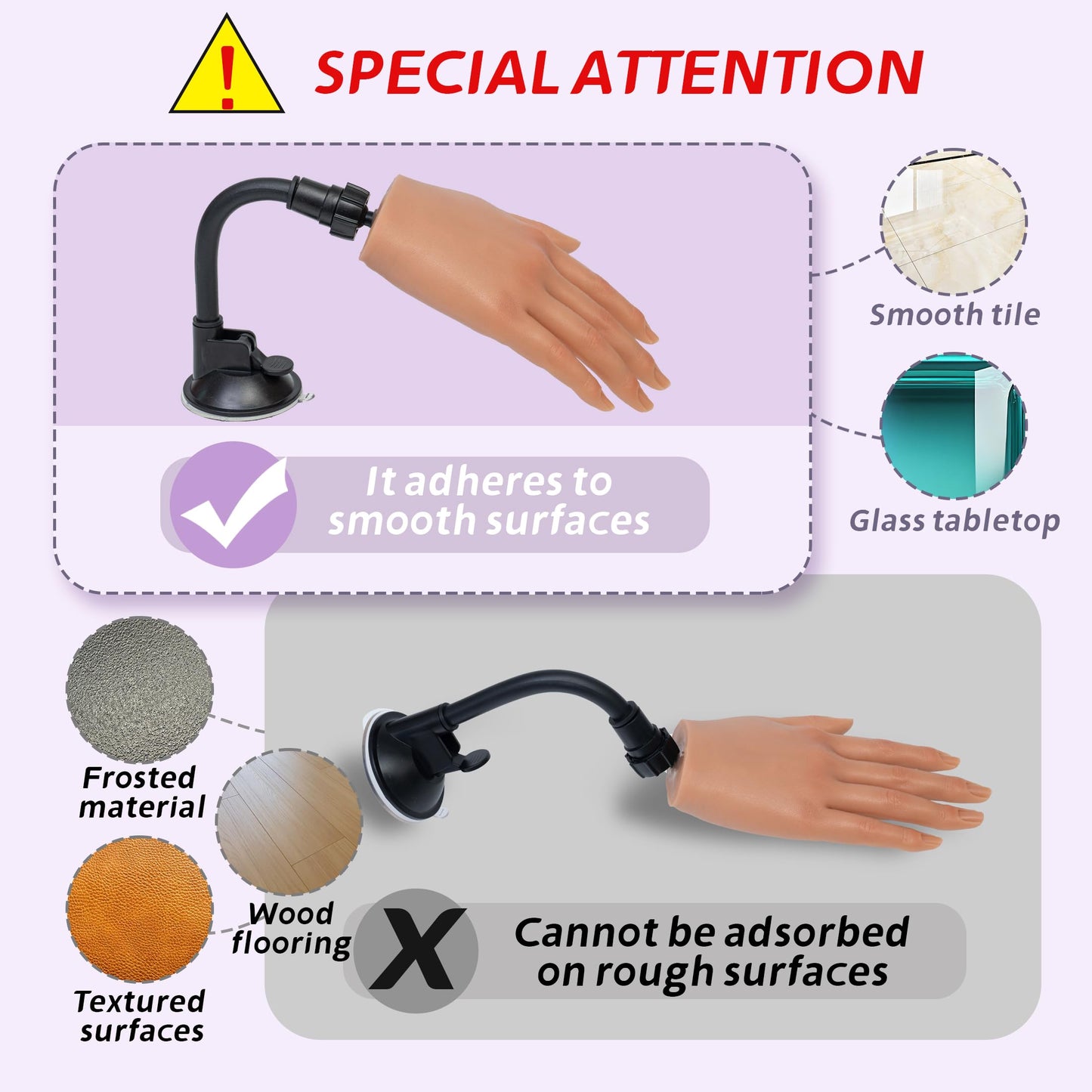 Veikmv Realistic Silicone Practice Hand for Acrylic Nails, Flex Fingers