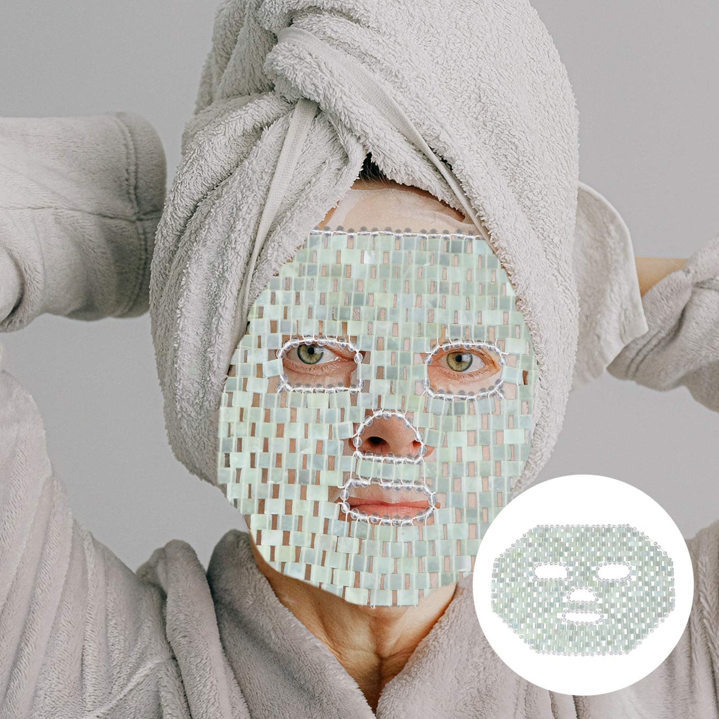 FRCOLOR Natural Jade Facial Mask Stones Anti-Aging Sleeping Face Mask for Dark Circles Puffiness Relief and Skin Massage Tool