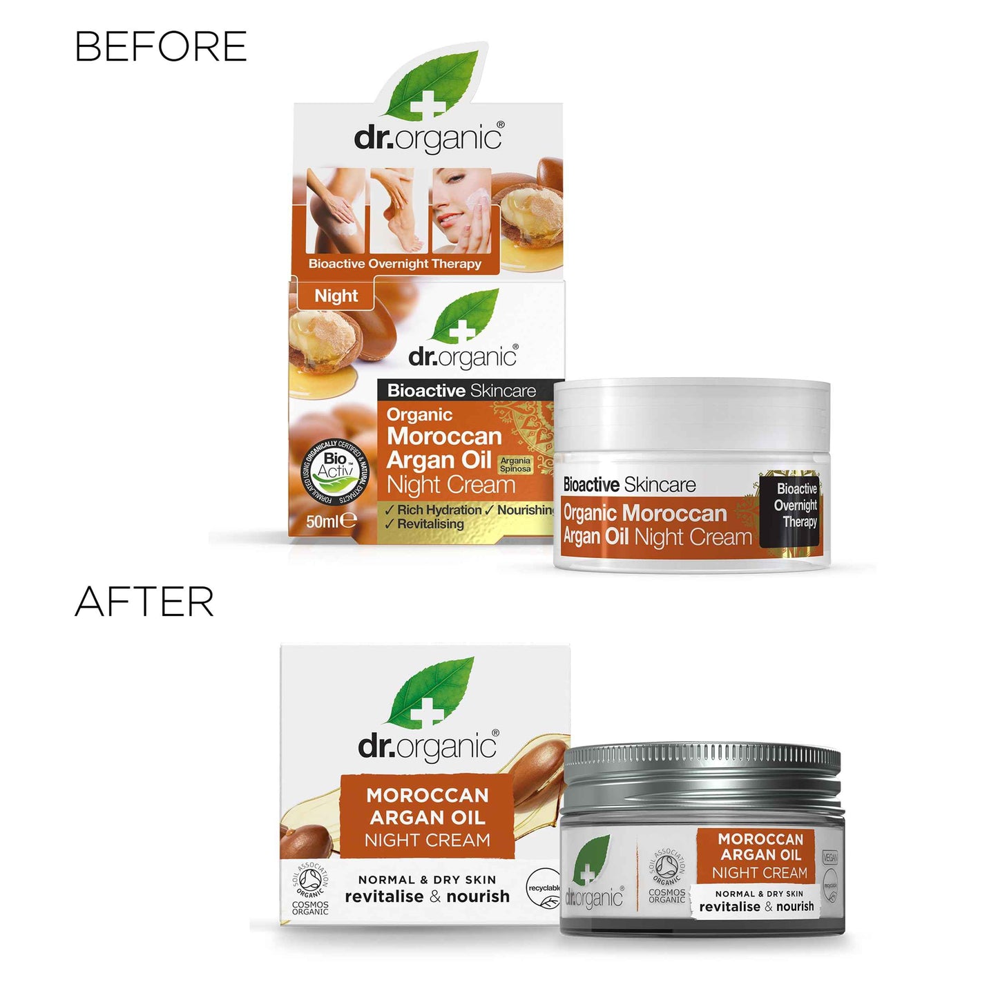 Dr. Organic Moroccan Argan Oil Night Cream | Nourishing Overnight Therapy Cream, For Normal to Dry Skin, Vegan, Natural, Certified Organic, Paraben & SLS-Free, 50 mL/ 1.7 fl oz