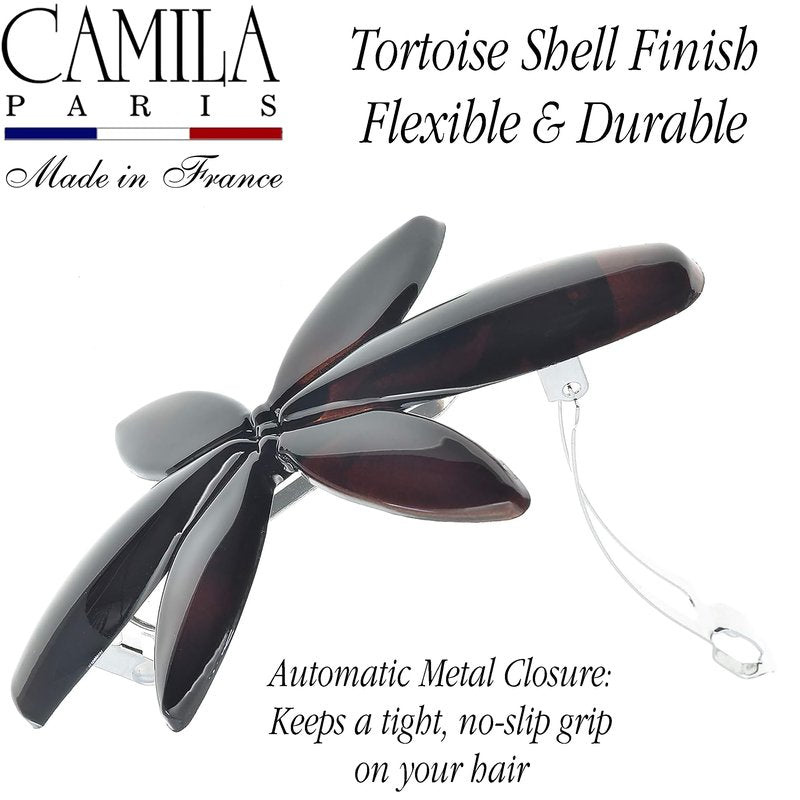 Camila Paris CP2426-CP2875 French Hair Barrette Clip for Girls Flower, Combo, Automatic Clasp Strong Hold Grip Hair Clips for Women, No Slip and Durable Styling Girls Hair Accessories, Made in France